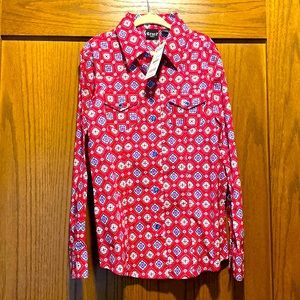 Cruel Girl Size Small 6/7 Western Button Down Shirt Pink NWT